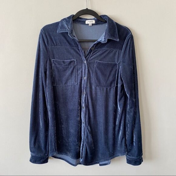 Umgee-Crushed Velvet Button Down Long Sleeve - Picture 2 of 9